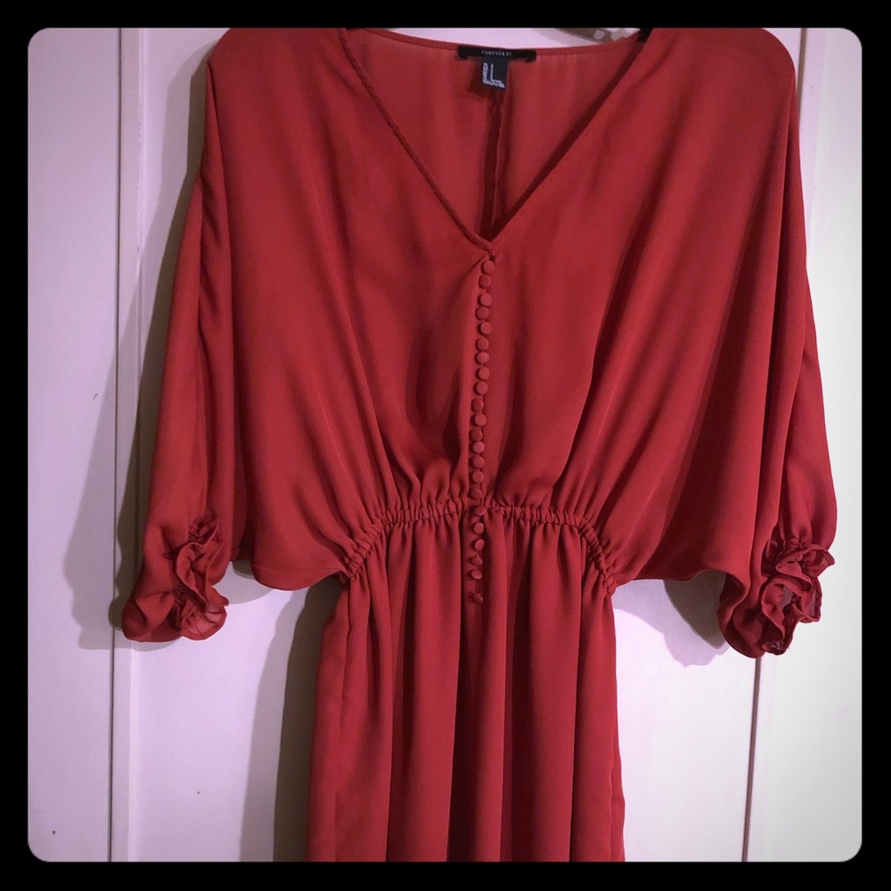 Forever 21 Burnt Orange Blouson Dress